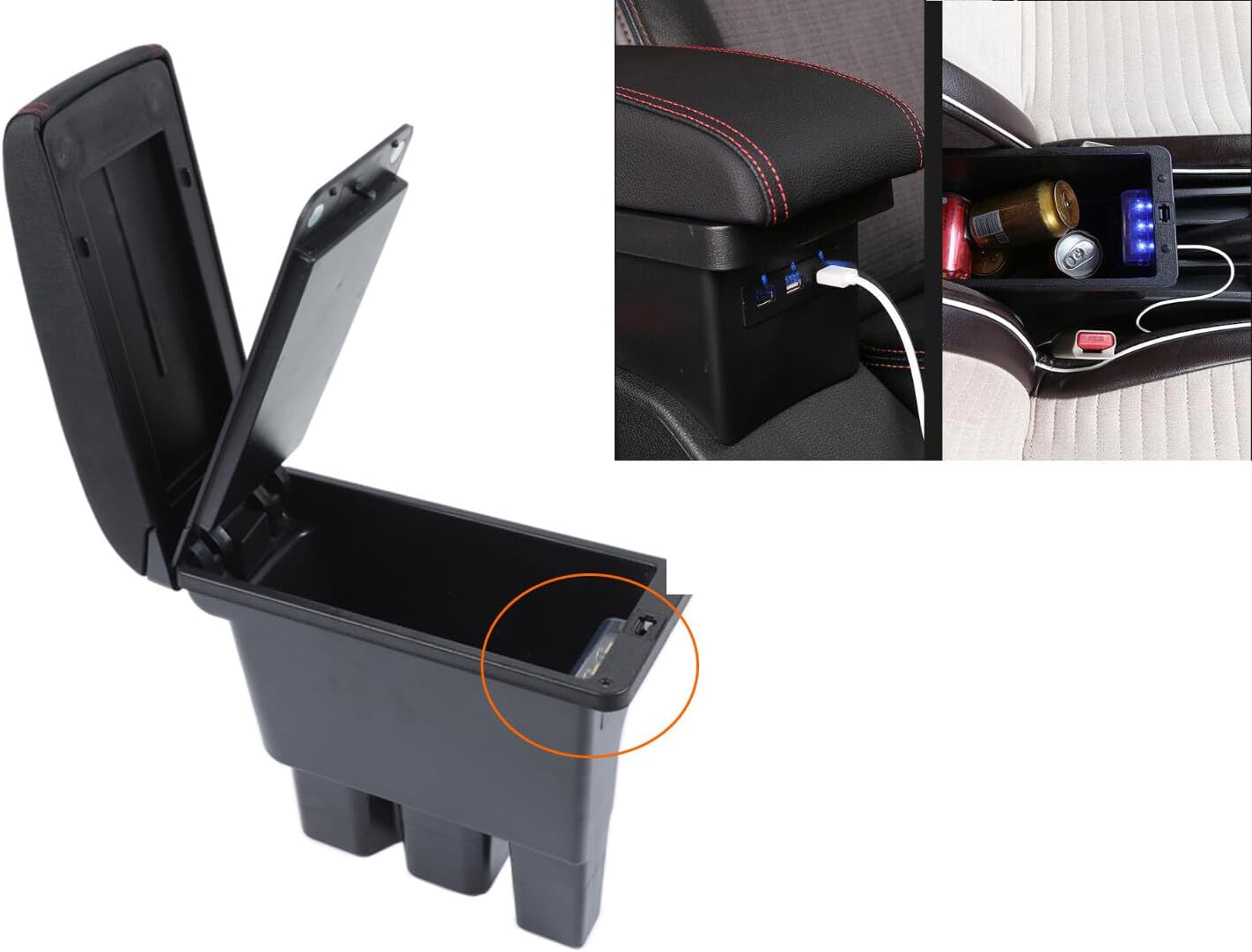 ya 5 8.10 Center Armrest Box Double Layer for Suzuki Jimny 2019-2023 JB64 JB74 Black 1PACK