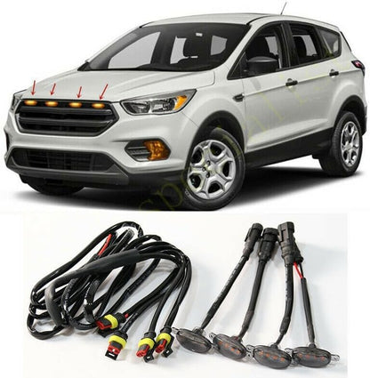 ya 7 8.24 baidi 4pcs for Ford Escape 2017-2019 Front Grille LED Light Raptor Style Smoky Trim