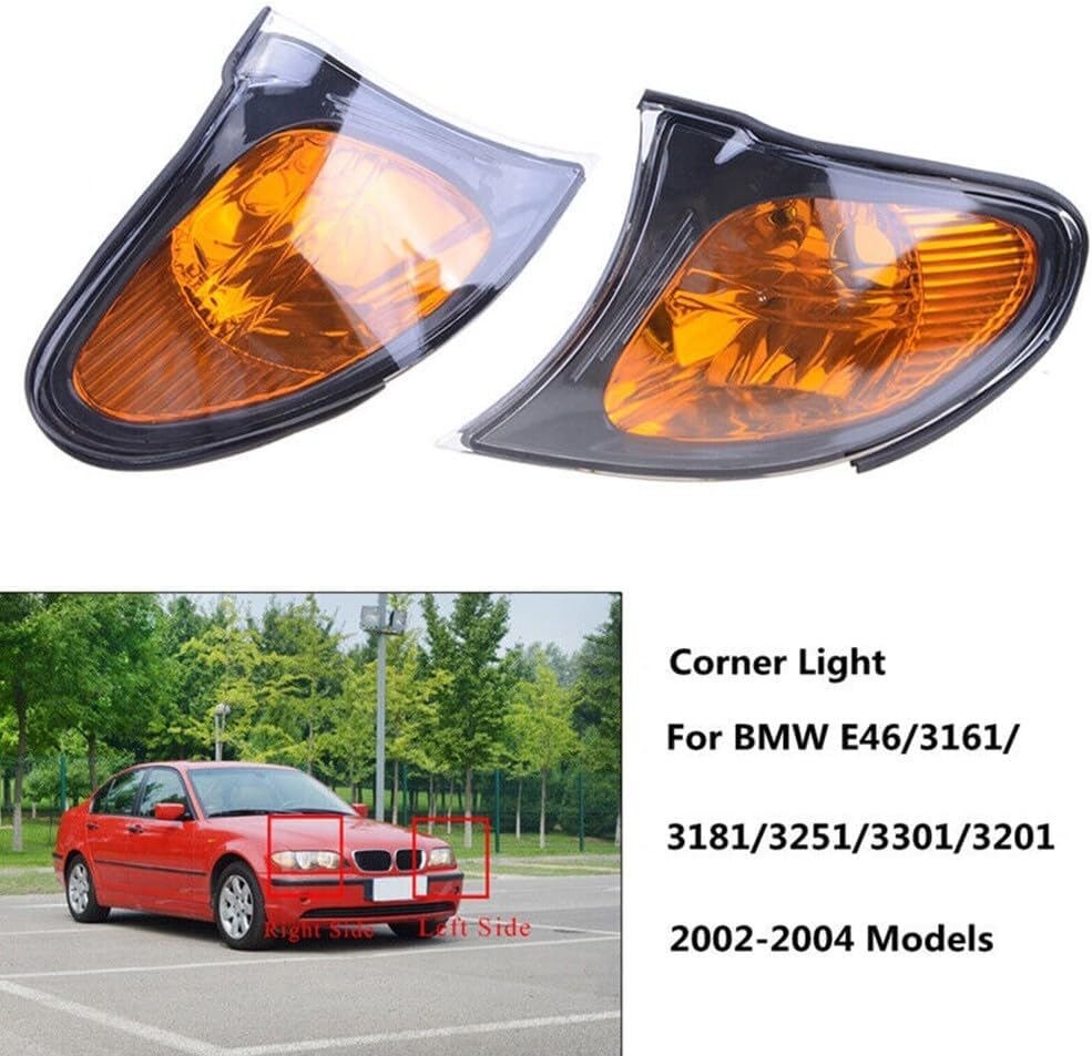 ya 6 8.24 baidi Corner lights For 02-05 E46 3-SERIES 4D Sedan Turn Signal Lamps Yellow Lens