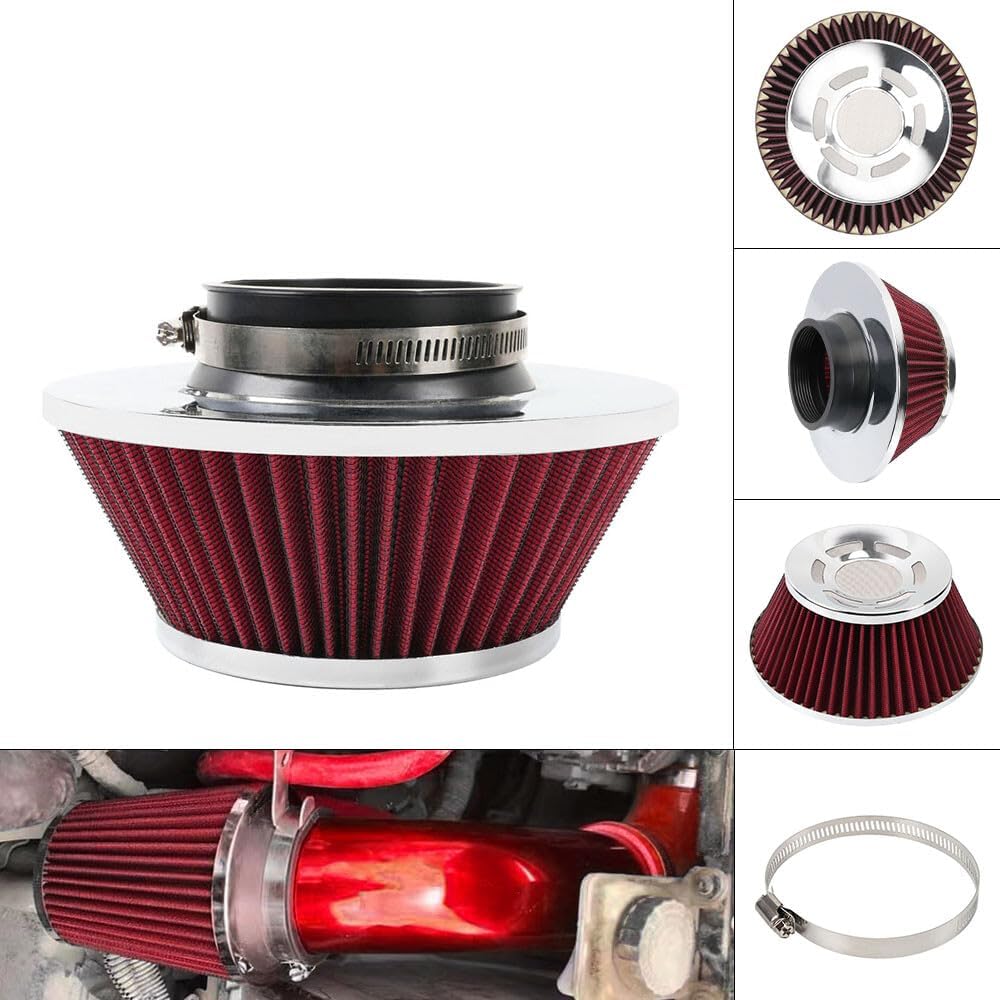 ya 13 9.15 baidi 3 76mm Mushroom Head High Flow Dry Air Filter Cold Air Intake Red Air Filter