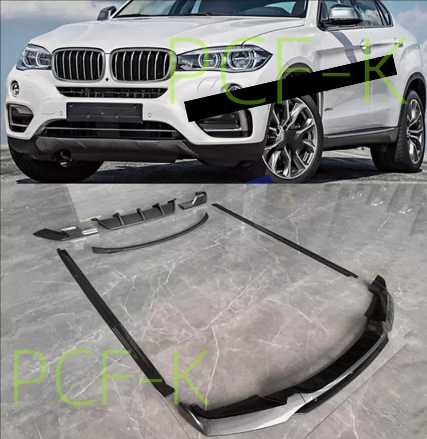 ya 2 8.15 Front Rear Lip Sideskirts Wing Kits 7pcs for BMW X6 F16 2014-19 ABS Carbon Fiber