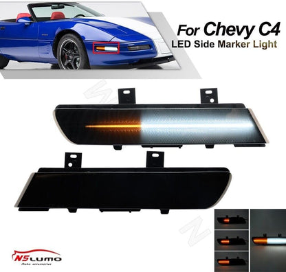 ya 4 8.10 Smoked Amber White LED Side Marker Signal Lights for 91-96 for Chevrolet for Corvette C4