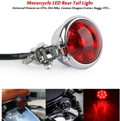 ya 4 8.24 baidi Chrome Motorcycle Round LED Tail Light Brake Light for Harley Chopper Bobber Cafe