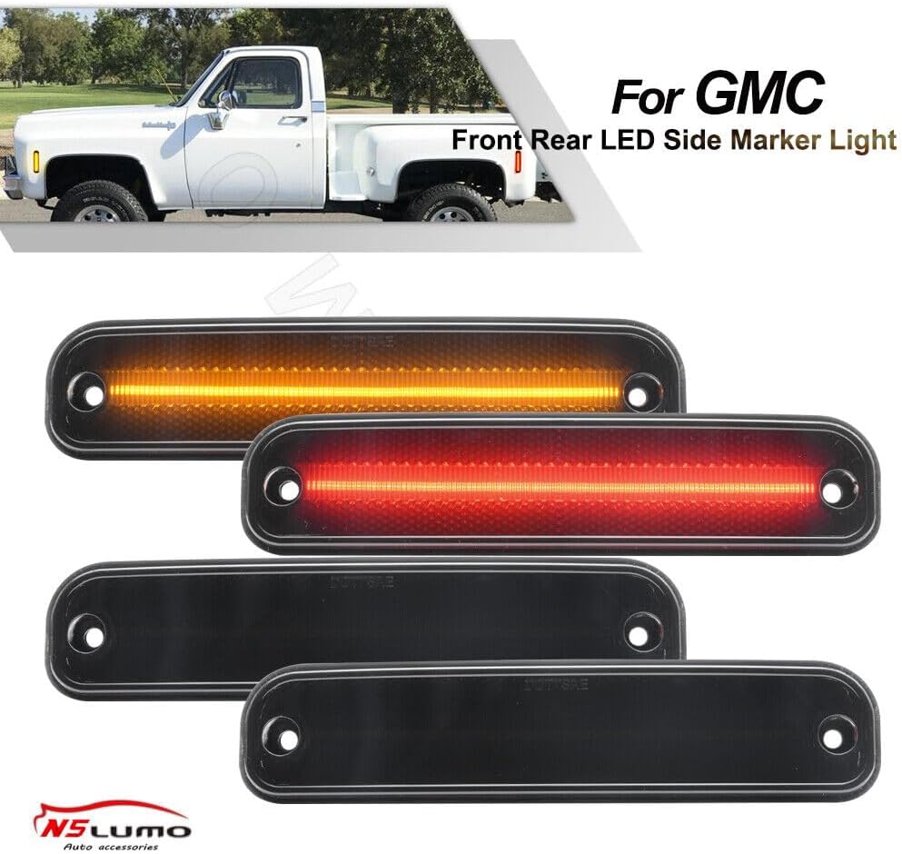 ya 4 8.10 Front and rear LED side marker lights for 1973-1991 for GMC C/KR/V 1500 2500 3500 Trucks 