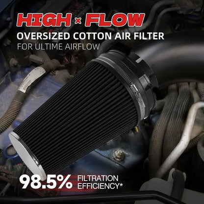 ya 13 9.15 baidi 4'' 102mm Long High Flow Inlet Cone Dry Filter Cold Air Intake Replacement Black