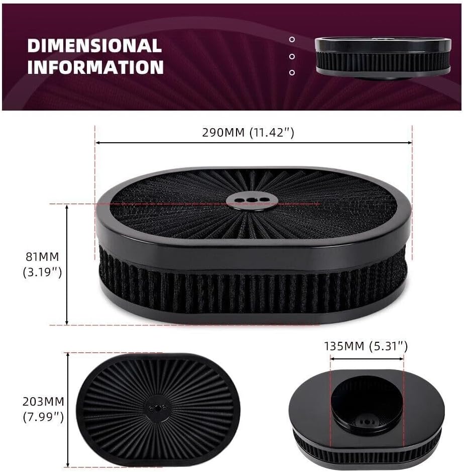 ya 13 9.15 baidi BK 12 Oval Full Finned Air Cleaner Washable Filter For 5-1/8 Carburetors Demon