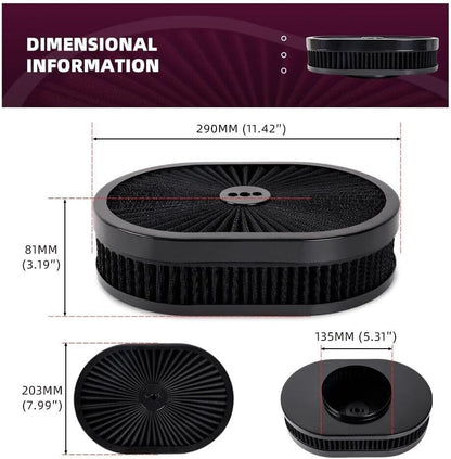 ya 13 9.15 baidi BK 12 Oval Full Finned Air Cleaner Washable Filter For 5-1/8 Carburetors Demon