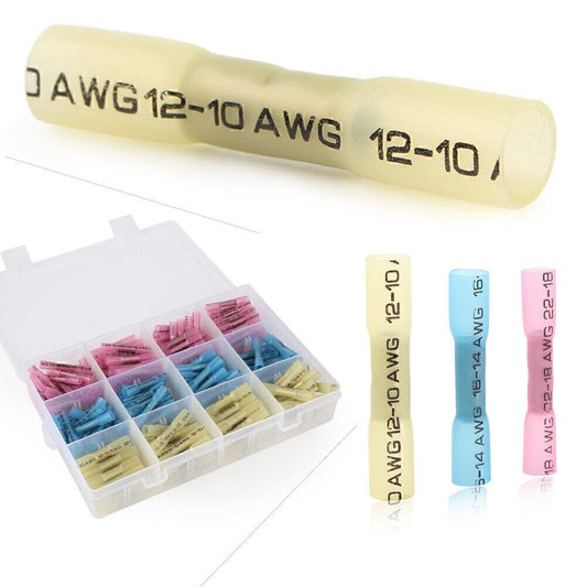 ya 16 10.20 baidi 200x Assorted Waterproof Heat Shrink Wire Connectors Butt Crimp Term ls Kit