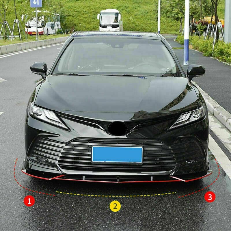 ya 2 8.15 for Toyota Camry 2021-2023 Glossy Black with Red Front Bumper Body Kit Boiler Lip