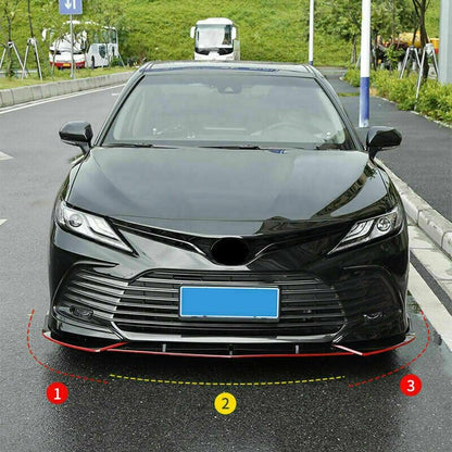 ya 2 8.15 for Toyota Camry 2021-2023 Glossy Black with Red Front Bumper Body Kit Boiler Lip