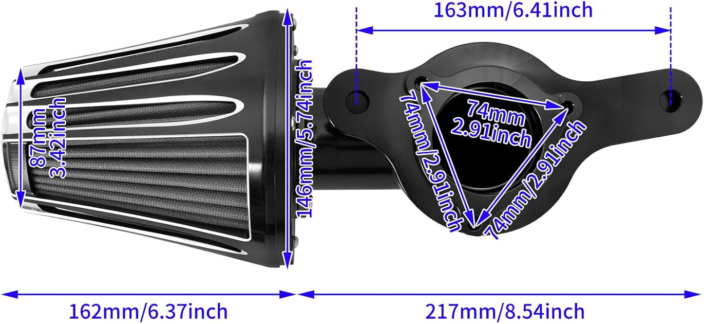 ya 5 8.10 Sucker Air Filter Cleaner Gray Intake for Harley Touring Street Road Glide 17-25