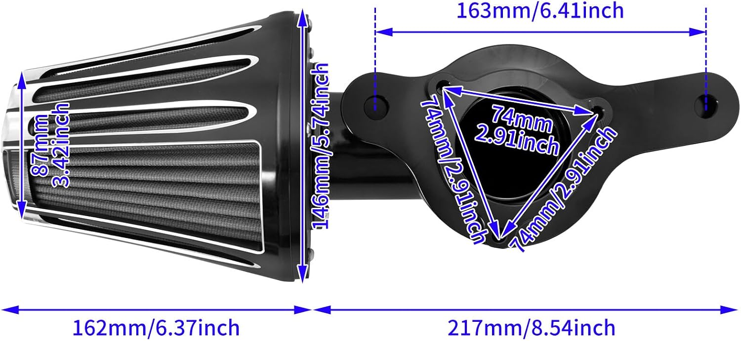 ya 8 8.24 baidi Sucker Air Filter Cleaner Gray Intake for Harley Touring Street Road Glide 17-25