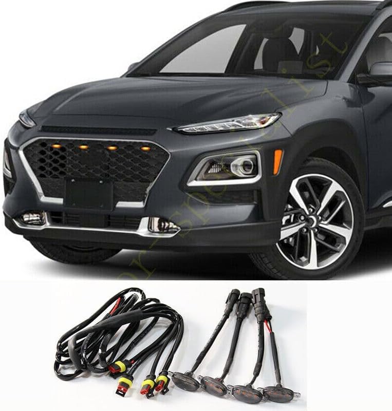 ya 7 8.24 baidi 4x for Hyundai Kona 2018-2021 Car Front Grille LED Light Raptor Style Smoky Trim