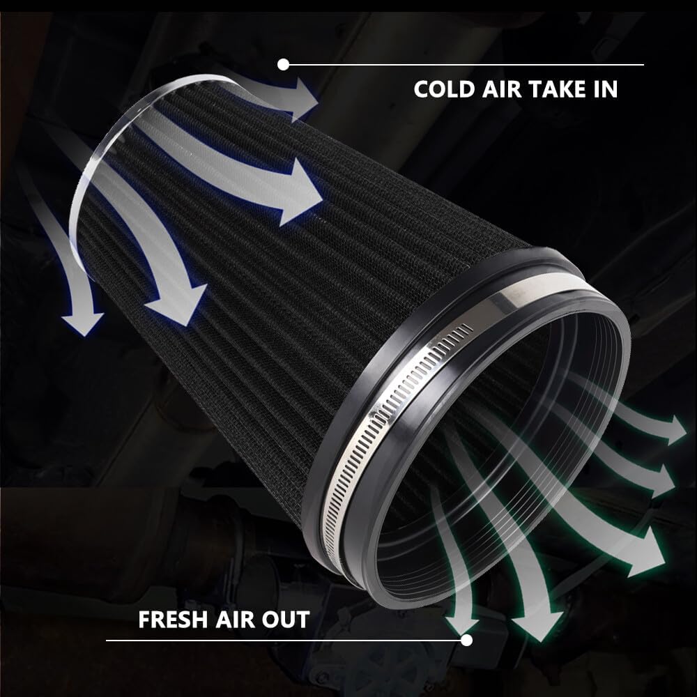 ya 13 9.15 baidi Black 6 152mm Inlet Truck Air Intake Cone Replacement Dry Air Filter 9 Tall