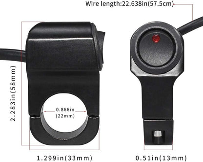 ya 4 8.14 7/8 ATV Handlebar Light Switch CNC Aluminum Alloy Fog Light Brake Light Switch