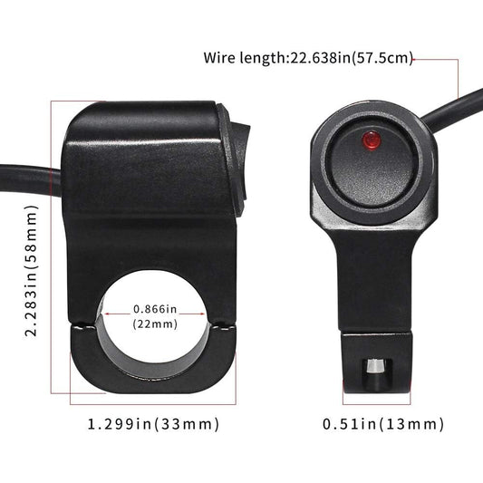ya 12 10.8 zhengce 7/8 ATV Handlebar Light Switch CNC Aluminum Alloy Fog Light Brake Light Swi