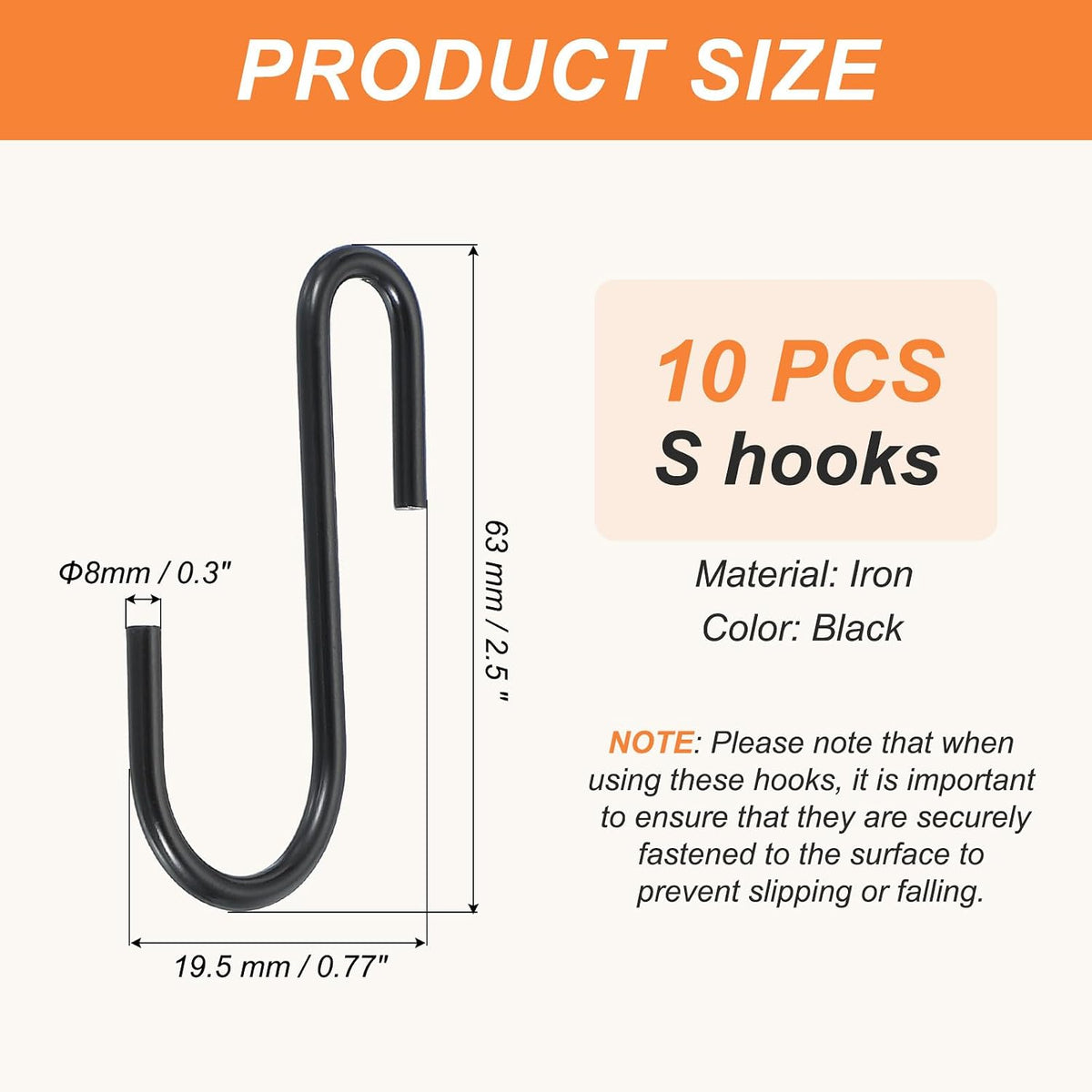ya 26 10.21 baidi 2.5 S Hooks for Hanging, 10 Pack Hooks for Kitchen, Bedroom, Black Tone