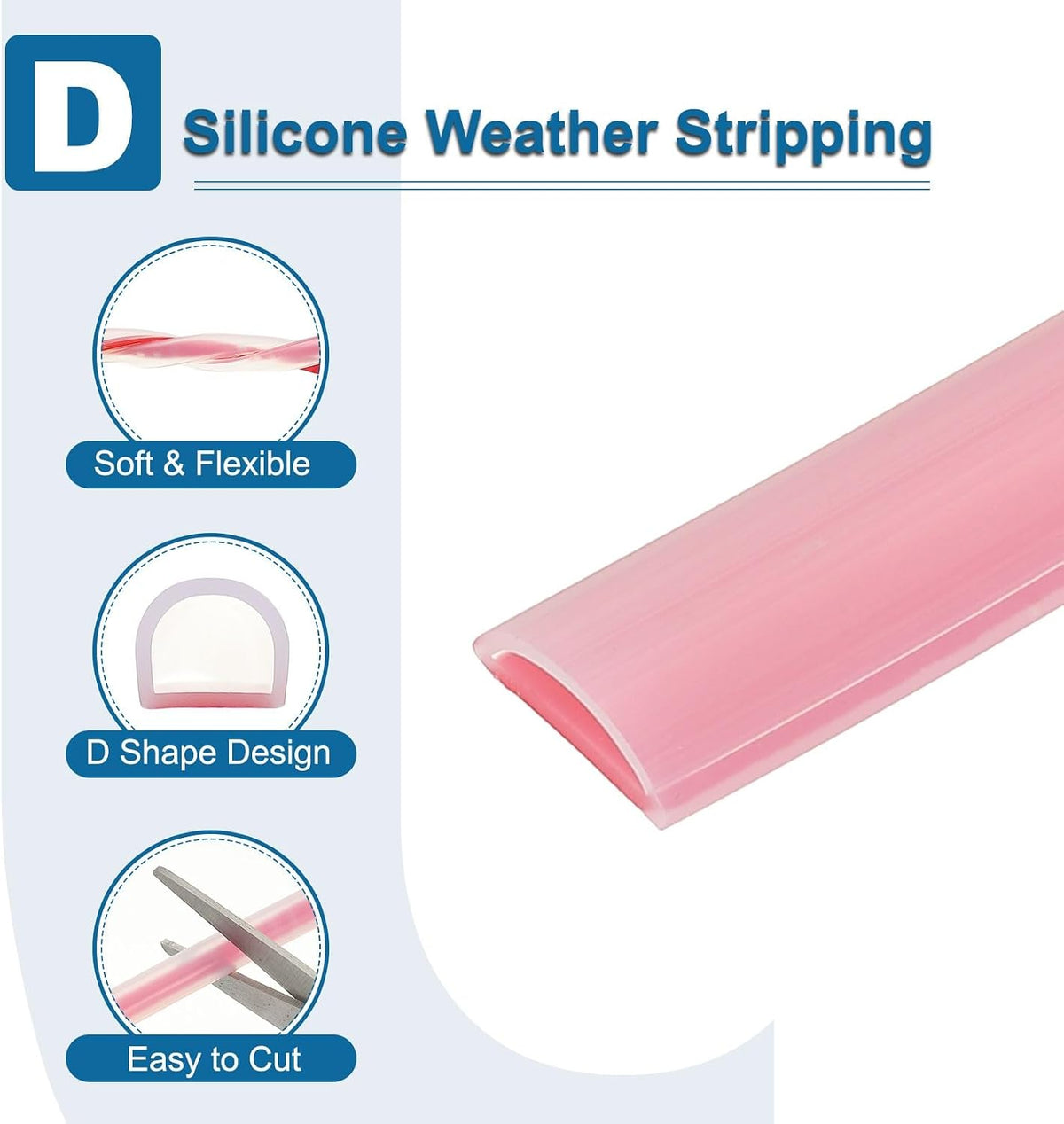 ya 26 10.21 baidi 19.7 ft 0.51Wx0.04Tx0.2H D Shape Silicone Weather Stripping Door Seal, Clear