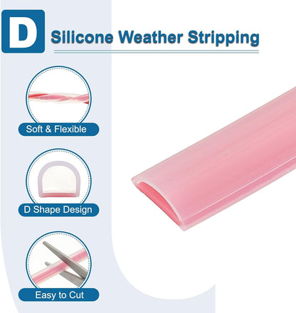ya 26 10.21 baidi 19.7 ft 0.51Wx0.04Tx0.2H D Shape Silicone Weather Stripping Door Seal, Clear