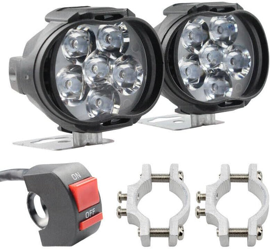 ya 4 8.8 2 Pack Long Lasting LED Motorcycle Auxiliary Headlight Spotlight with Switch Bracket 