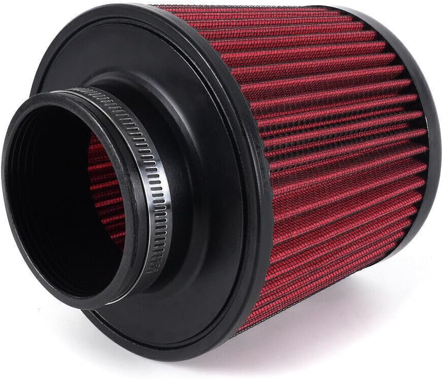 ya 13 9.15 baidi New Red 3 76mm High Flow Inlet Cold Air Intake Cone Replacement Dry Air Filter