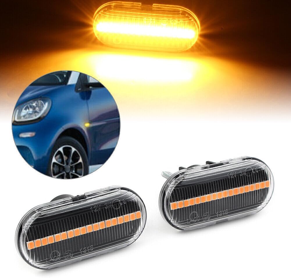 ya 13 9.15 baidi Dynamic Clear LED Side Marker Light Turn Signal Lamp for Smart ForTwo W453