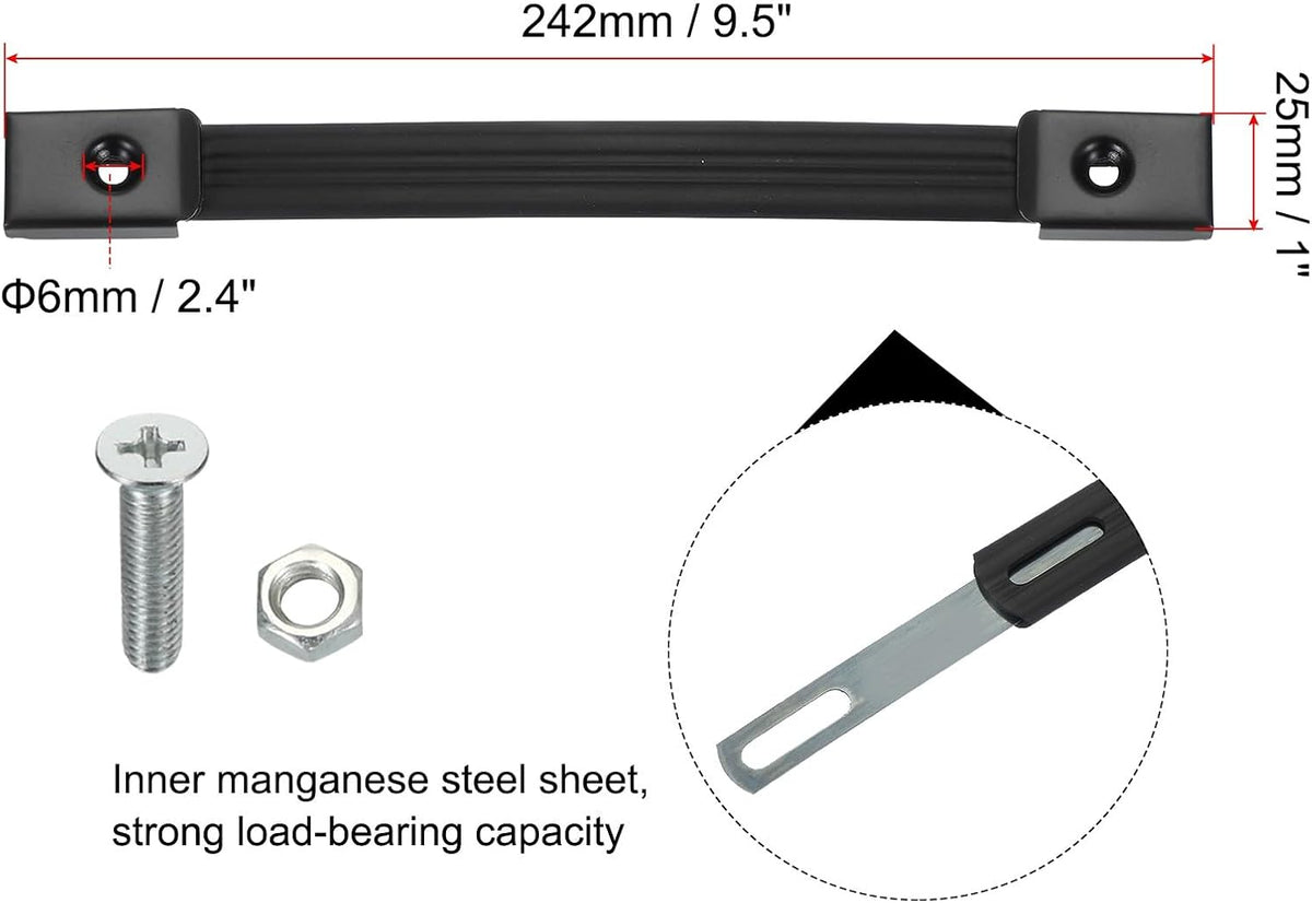 ya 26 10.21 baidi 2Pcs 9.5 Inch Rubber Handle Strap Replacement with Metal End Caps, Black