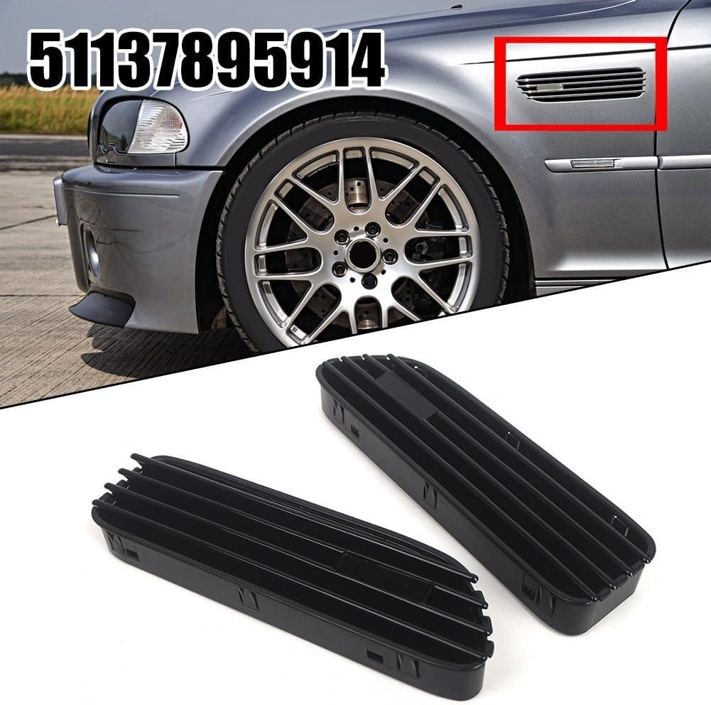 ya 2 8.15 Glossy Black Side Grill Fender Vent Grille for for BMW E46 For M3 2001-2006