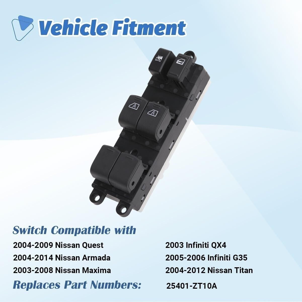 ya 5 8.10 25401ZT10A Main Power Window Control Switch for 2004-2014 for Nissan Titan