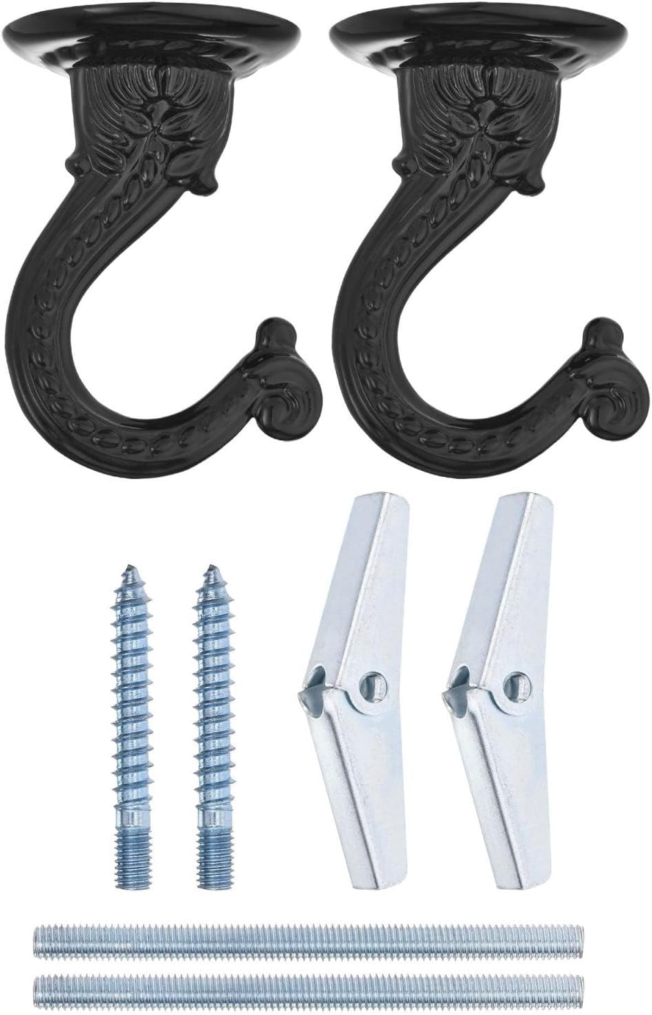 ya 26 10.21 baidi 2Pcs Swag Ceiling Hooks with Hardware Zinc Alloy Black Plants Hanging 37x55mm