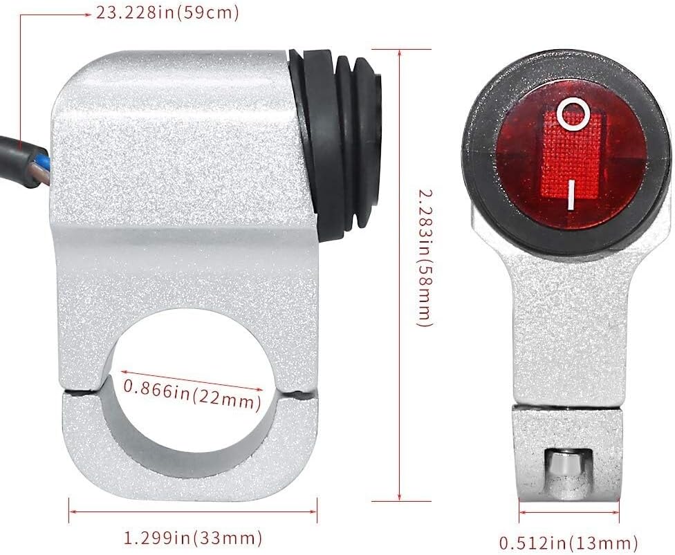 ya 4 8.14 7/8 ATV Handlebar Light Switch 12V Waterproof Handlebar Headlight Switch