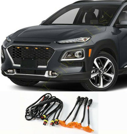 ya 4 8.10 4Pcs for Hyundai Kona 2018-2021 Car Front Grille LED Light Raptor Style Trim
