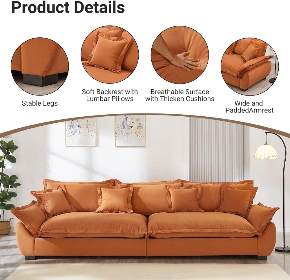 ya 28 10.13 baidi Orange Modular Sectional Sofa, Sailing Design Sofa w/Storage, Removable Bac