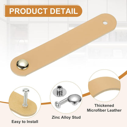 ya 26 10.21 baidi 4 Pcs Leather Drawer Pulls Single Hole Leather Handle with Screw Beige