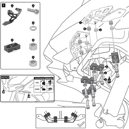ya 5 8.24 baidi for Kawasaki 650 Motorcycle Spotlight Bracket Fog Light Mounting Kits