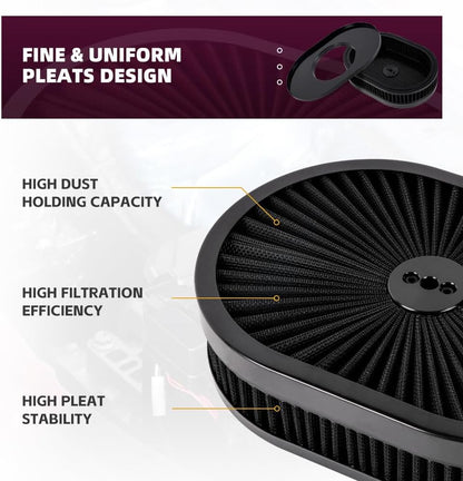 ya 13 9.15 baidi 12IN Oval Full Finned Air Cleaner Washable Filter For 5-1/8in Carburetors Demon