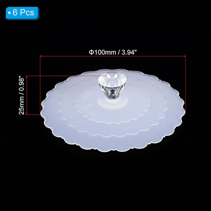 ya 14 9.20 baidi Silicone Cup Lids for Drinks, 6Pcs 3.9 Cover Cap Diamond Shape Handle Clear-1