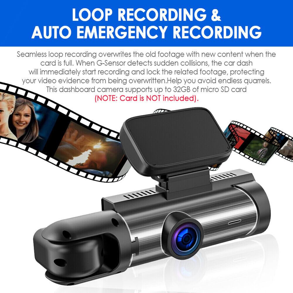 ya 6 8.24 baidi 3.16in HD Car DVR Dual Lens Dash Cam Video Recorder G-Sensor Front Inside Camera