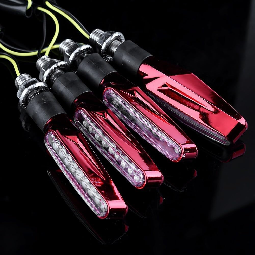 ya 4 8.14 Hot 4x Motorcycle 9 LED Turn Signal Indicator Light Blinker Lamp Amber Light Red