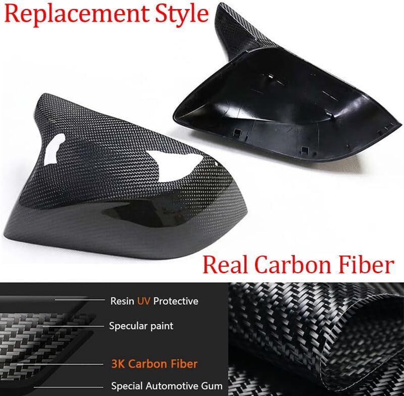 ya 11 9.14 baidiHorn Style Real Carbon Fiber For for Tesla for Model 3 2016-22 Car Rearview Mirror Cover