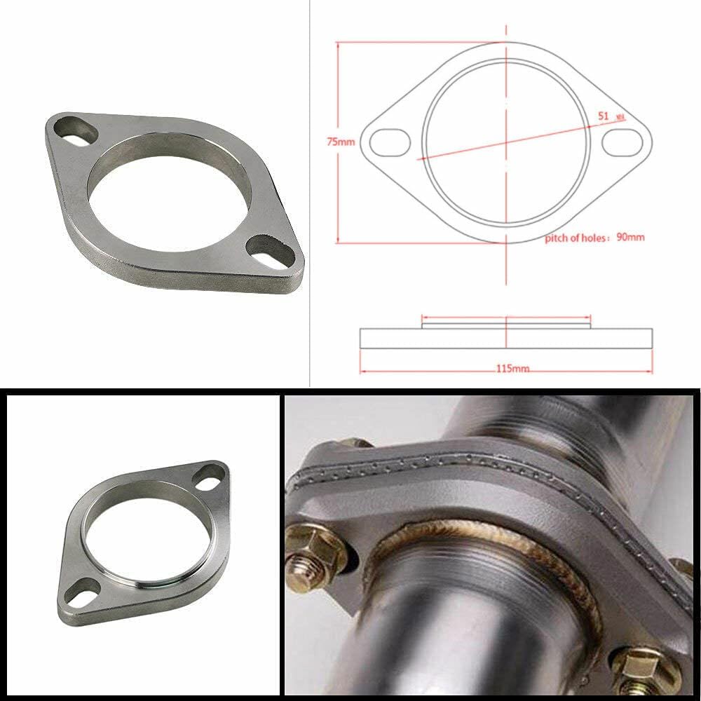 ya 4 8.14 2PCS 2 2inch Flange Pipe Header Slotted Bolt Hole Universal W/Gasket