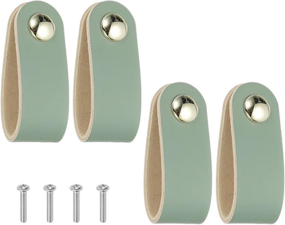 ya 26 10.21 baidi 4 Pcs Leather Drawer Pulls Single Hole Leather Handle with Screw Blue