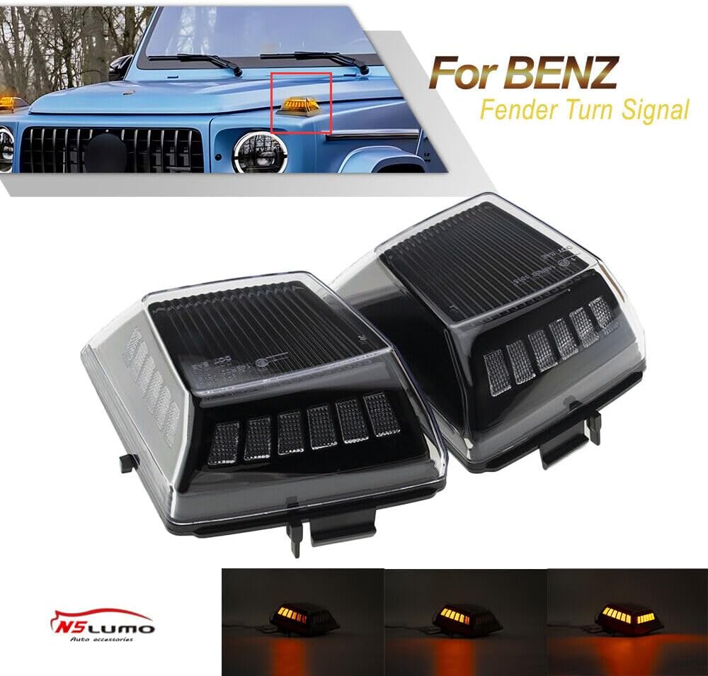 ya 7 8.24 baidi 2-Pack Sequential Amber LED Turn Signal Lights for 19-24 for Mercedes-Benz G63 AMG/G550