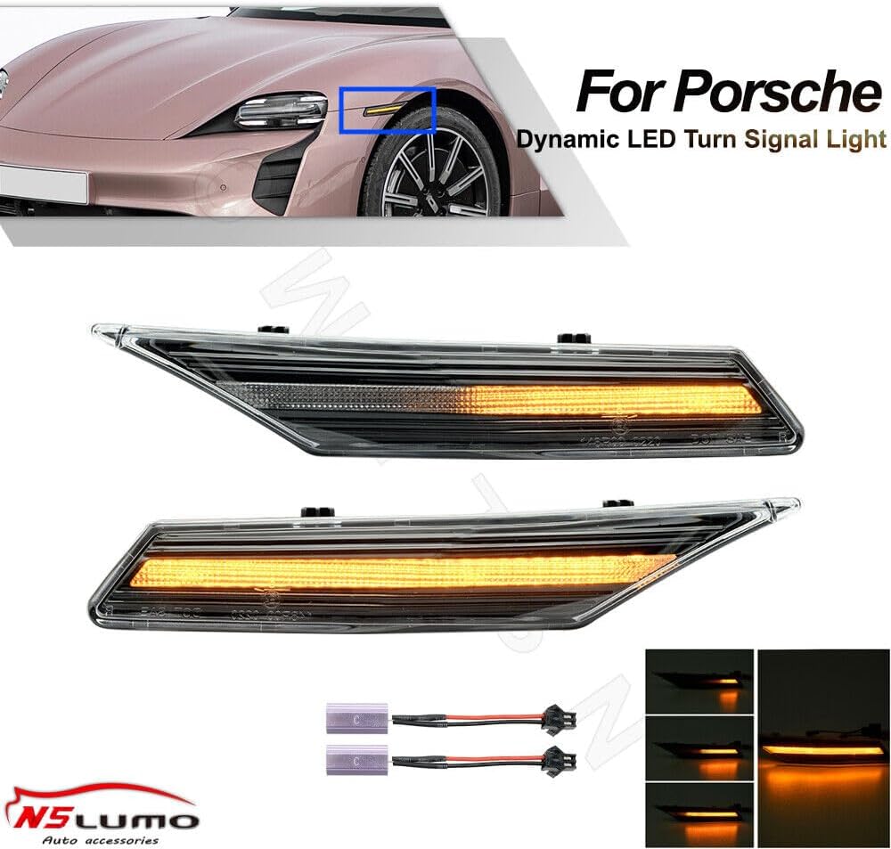 ya 7 8.24 baidi Sequential LED Amber Side Marker Turn Signal Lights for 2020+ for Porsche for Taycan Sedan 