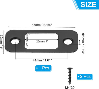 ya 26 10.21 baidi 2Pcs Deadbolt Strike Plate 2-1/4 x 1, Round Corner Door Backplate, Black
