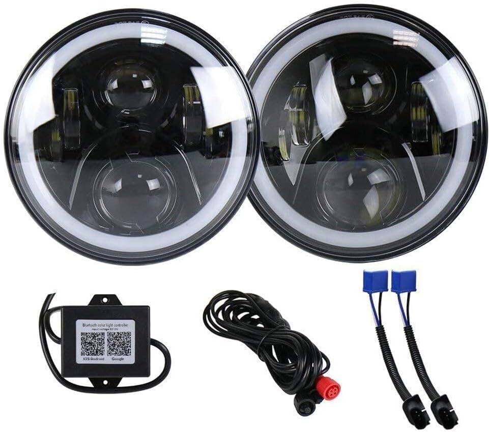 ya 7 8.24 baidi A pair of 7 inch round LED headlights RGB halo angel eyes DRL headlights for Hummer H1 H2