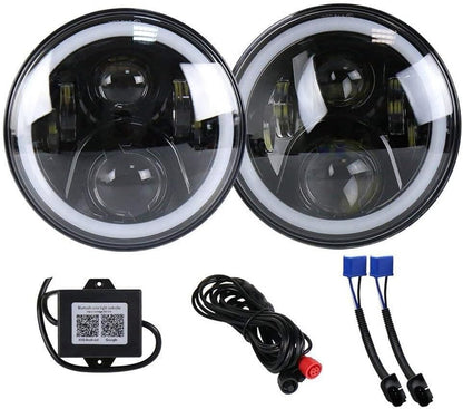 ya 7 8.24 baidi A pair of 7 inch round LED headlights RGB halo angel eyes DRL headlights for Hummer H1 H2