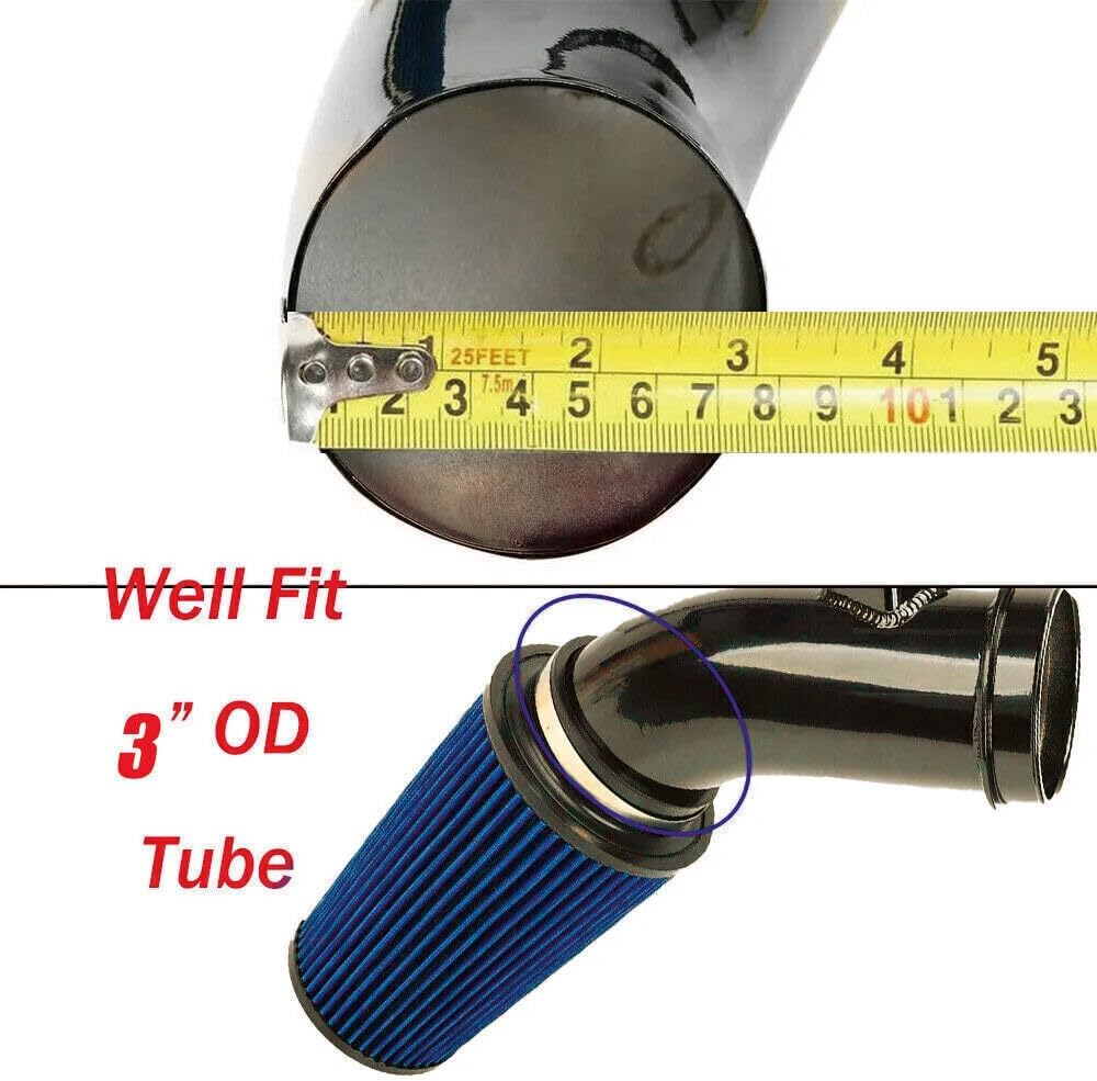 ya 23 10.7 baidi 4'' 102mm Long High Flow Inlet Cone Dry Filter Cold Air Intake Replacement NEW