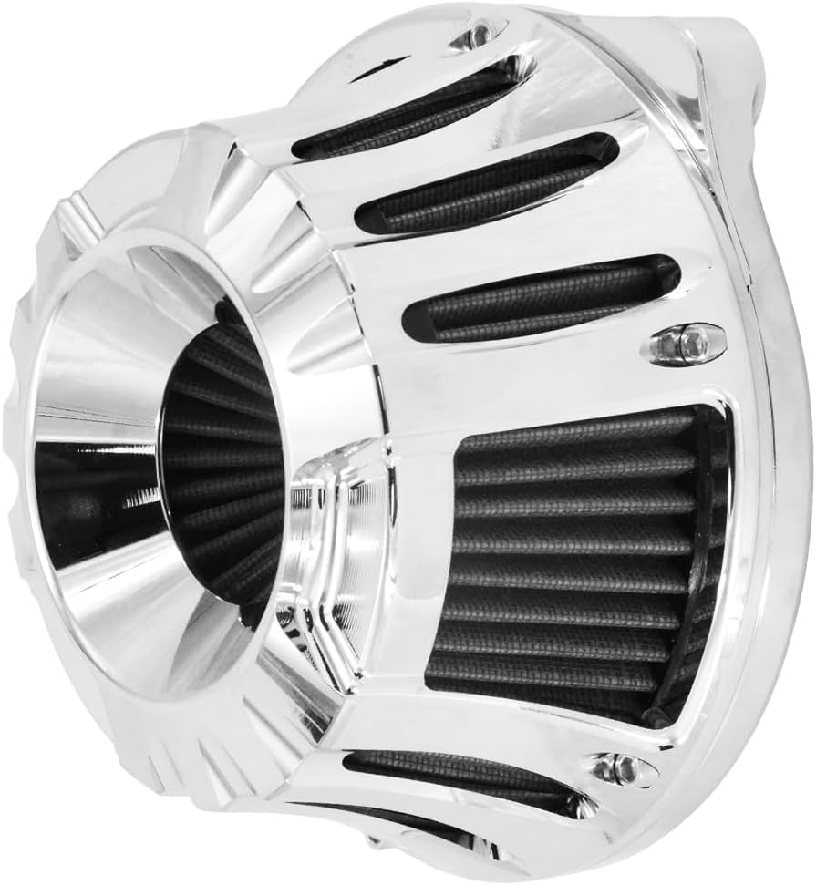 ya 5 8.10 Chrome CNC Cut Air Filter Gray Intake for Harley Touring Road Street Glide 17-25
