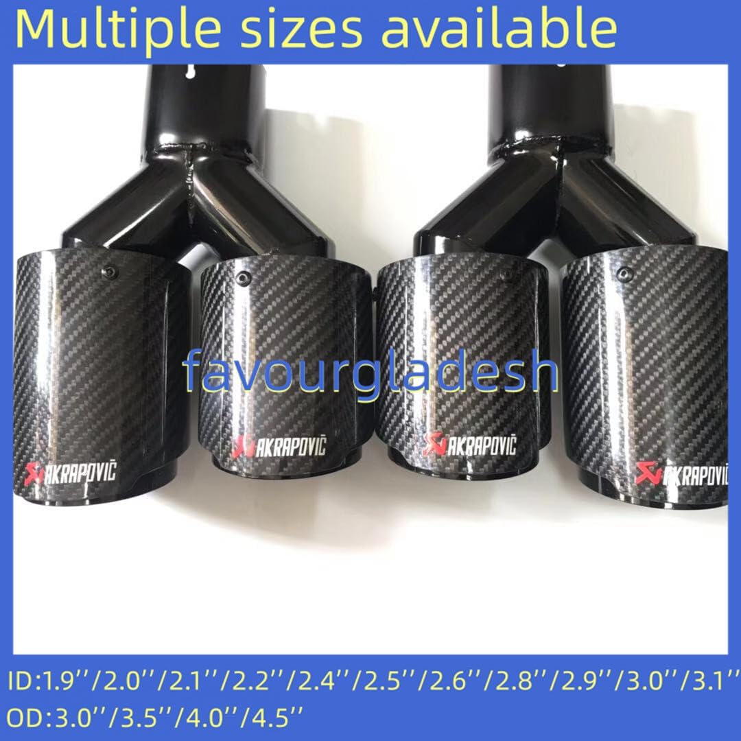 ya 6 8.24 baidi Set of 2 Akrapovic Glossy Carbon Fiber Tip Dual Muffler OD:76 89 101 114